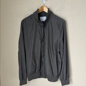 Everlane taupe satin bomber jacket